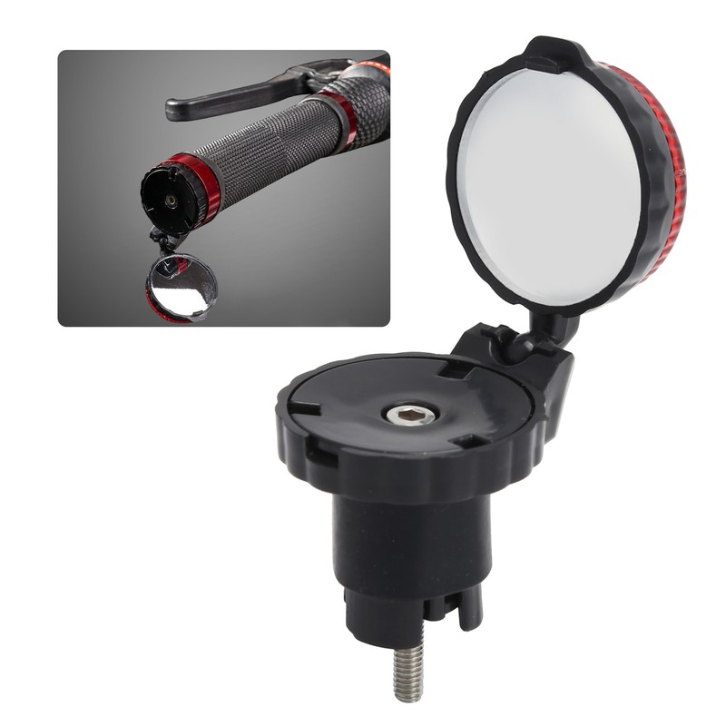 Bike Handlebar Plug Light with Rearview Mirror Bicycle Accessories Cycling