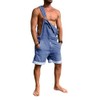 Karlywindow Mens Denim Bib Overall Shorts Loose Fit Summer Walk