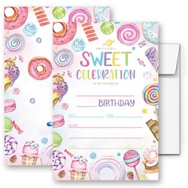 LoaHak Candyland Birthday Party Invitations Card For Kids, Sweet Candy Party, Candyland Birthday Invitation. (079)