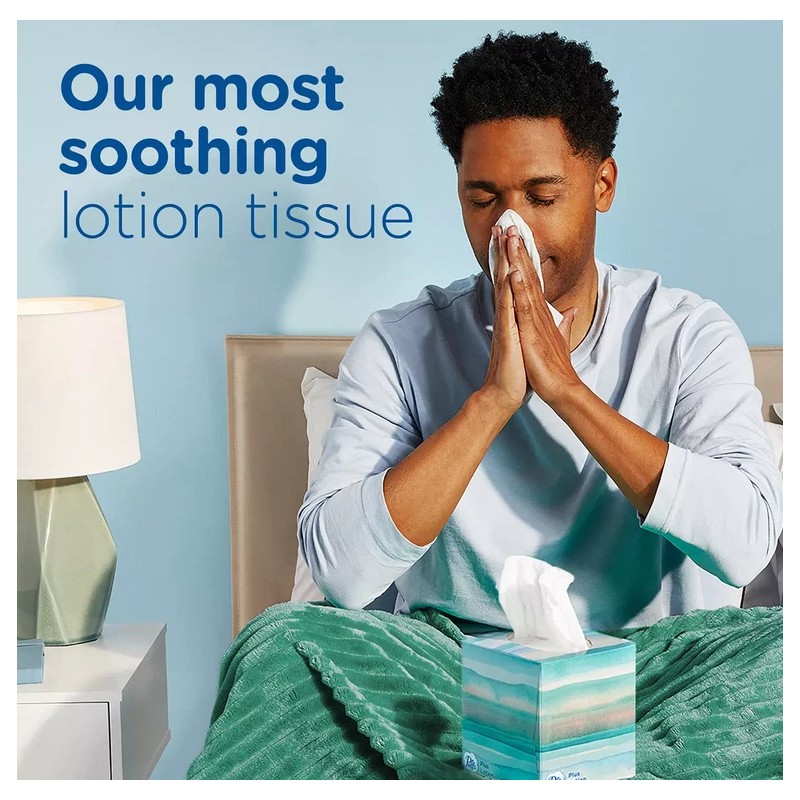 Puffs Plus Lotion 2-Ply Facial Tissues 12 Cube Boxes, 72