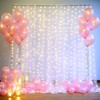 White Sheer Tulle Backdrop Curtains with Lights String for Party