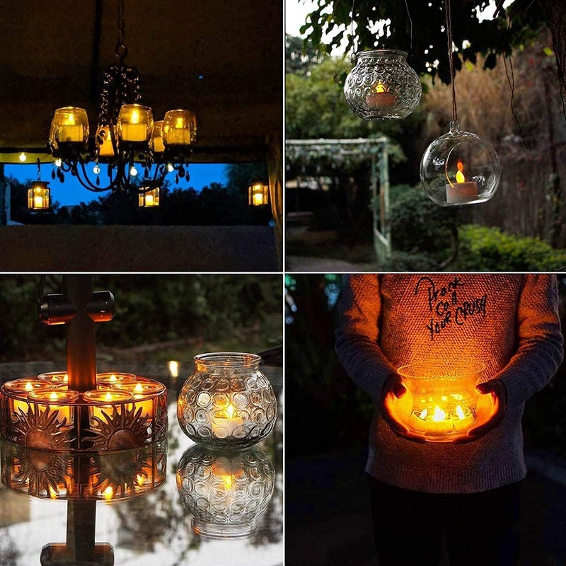Solar Tea Lights Outdoor Waterproof - 8 Pack Rechargeable Flickering
