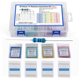 40 Values 400 Pcs 1W Resistor Kit 1Ω-1MΩ ±1% Metal Film Resistors Assortment for Electronics Projects and DIY Experiments