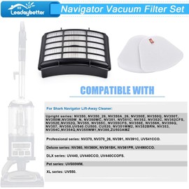 Leadaybetter Filter Replacement for Shark Navigator Lift-Away NV350, NV351, NV352, NV355, NV356E, NV357, NV360, NV370, NV391, UV440, UV490, UV540, Compare to Part # XFF350 & XHF350