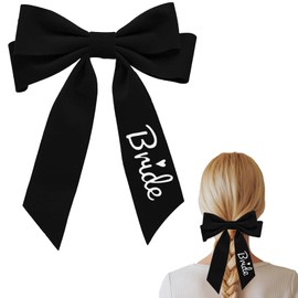 Wedding Bridal Hair Bow Accessory Black Velvet Ribbon Hair Clip Bachelorette Alligator Clips Hairpiece for Women Bride to Be Bridal Shower Party Supplies