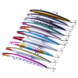 Yoiimiya Set of 10 Fishing Lures in Mixed Colours 18 cm 246 g Realistic Bait Bass Wobbler Crankbait