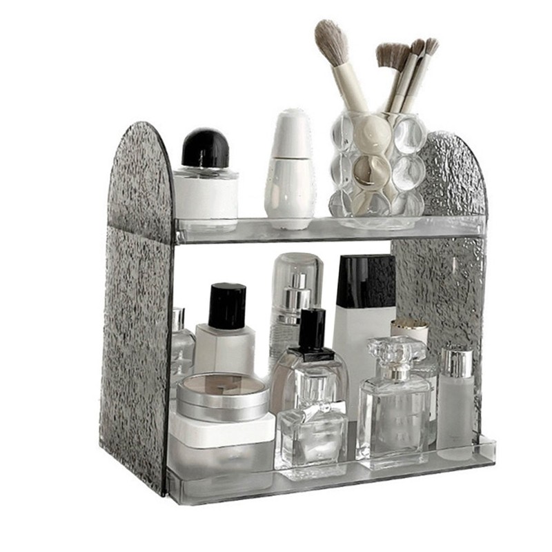 Double Layer Storage Shelf Large Capacity Fashionable 2 Tier Acrylic