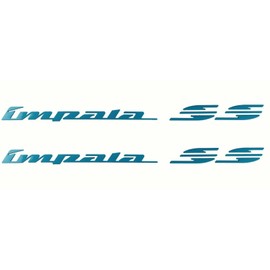 2Pcs 94-96 Impala Ss Rear Quarter Panel Emblem 3D Letter Badge Sticker Decal Nameplate Replacement for SS (Blue)
