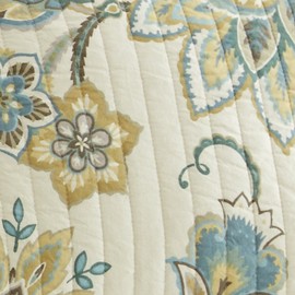 Levtex Palladium Grey King Cotton Quilt Set Cream, Grey, Green/Blue