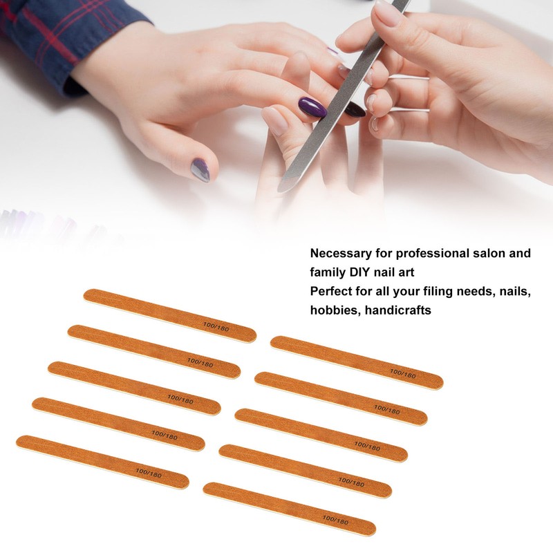 10pcs Nail File Professional Wood Core Reusable Double Sides Washable