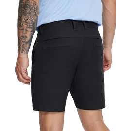 MICHEL ROUEN Mens Golf Shorts Performance Lightweight Water-Resistant Flat Front Pockets Casual Mens Shorts 7 Inch Black