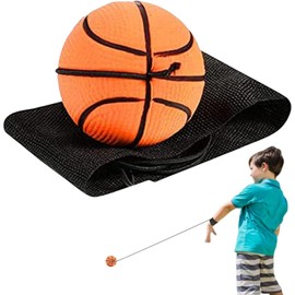 Orange Basketball Wrist Ball Wristband Sports Balls on a String Toy Boys Girls Party Favor Exercise Play ， Includes Basketball, Baseball and Football Return Rubber Rebound Ball for (1.9 inches)