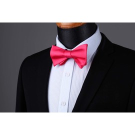 HISDERN Hot Pink Bow Ties for Men Solid Color Self Bow Tie and Pocket Square Set Formal Elegant Bowtie with Handkerchief Wedding Party Prom Bowties