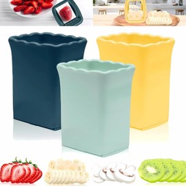 3 Pieces Cup Fruit Slicer Set - Strawberry Slicer, Banana, Egg, and Vegetable Slicer and Salad - Quick and Easy Mini Kitchen Gadgets for Fruit Cutter & Veggies