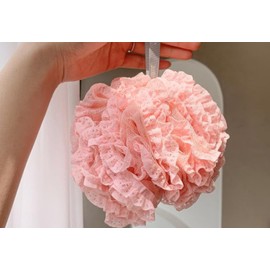 Shower Bath Sponge Soft Shower Loofahs Balls for Body Wash Men Women Bathroom Accessories, 1 Pack (Pink)