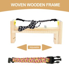 CECOMBINE Bracelet Maker Making Kit, Adjustable Length Wood Paracord Jig Bracelet Wristband Maker with 10 Paracord for Weaving DIY Craft Tools