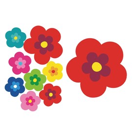 tradercat pril Flower Sticker, Car Sticker, Flowers, Set of 9, Retro Sticker for Any Smooth Surface, Ideal for Your Car, Prilblumen Sticker (Red)