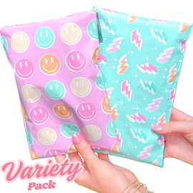 Pretty Package Store Designer Poly Mailer Variety Pack Heavy Duty Waterproof Self Seal Shipping Bags for Small Business Large Mailing Envelopes Bulk Tear Resistant Packaging 35 Pack