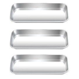Yzurbu 3pcs Metal Tray, Stainless Steel Tray for Tattoo Supplies, Resin, Bathroom, Lab Instrument