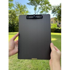 YOOOYOOO 9.4 * 12.6 * 0.06inch Carbon Fiber clipboard,Ultra Hard&Weight Light&Portable,Strong Black Low Profile Clip with Hook&Pen Holder,Letter/A4 Size Writing Board,Classic 3k Twill