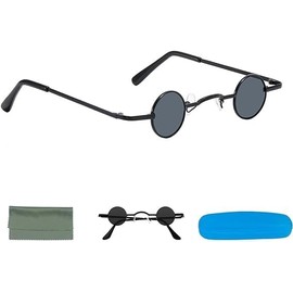 BufferABC Retro Round Hippie Sun Glasses,70s Hippie Vintage Small Sunglasses Circle Sunglasses Polarized Steampunk