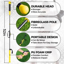 PLAYAPUT Hitting Trainer for Baseball and Softball, 52" Baseball Hitting Stick Practice Swing,Hitting,Batting,Easy Set Up & Take Down Swing Trainer Great for One-On-One Coaching Training Equipment