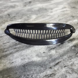 ayushicreationa French Curved Ponytail Holder Banana Hair Clip Interlocking Non Slip Grip Long Banana Comb Hair Clips (Black, Pack of 3pcs)