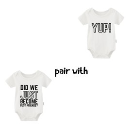 QIANWANYI Baby Twins Baby Bodysuits Did We Just Become Best Friends Newborn Romper Boys Girls Gift Twins Baby Clothing, White Did We Just Become Best Friends, 3-6 months