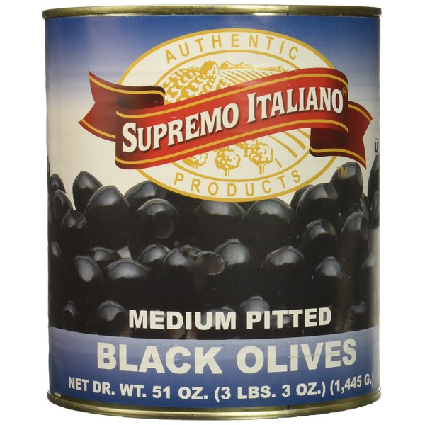 Supremo Italiano Medium Pitted Ripe Olives, 51 Ounce