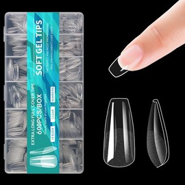 Medium Coffin Clear Nail Tips 600pcs Full Cover Soft Acrylic Press For Nail Kit Women Home DIY Fake Nails for Nail Extension 12 Size