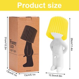 KQWVZ Funny LED Table Lamp, Creative Night Light A Little Shy Man, Shy Man Night Light with Shade, Romantic LED Bedside Lamp, Table Lamp LED for Bedroom (Yellow)