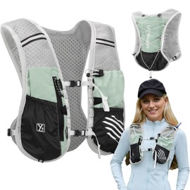 Sadodo Lightweight Running Hydration Vest, 5L Capacity, Reflective Mesh Backpack with Multiple Pockets,For Outdoor Camping ,Running,Hiking,Biking (Light Green, 40KG-75KG)