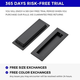 JOY DECOR 2 Pack Pocket Door Handles Sliding Closet Door Pulls, 4.72" Flush Barn Door Pulls Black Closet Finger Pulls, Rectangular Recessed Closet Door Handles