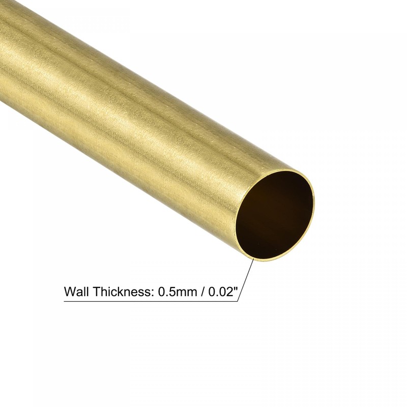 sourcing map Brass Round Tube 18mm OD 0.5mm Wall Thickness