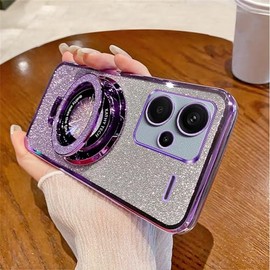 LEMAXELERS Glitter Case for Redmi Note 13 Pro Plus 5G, Bling Sparkle Shiny Women Girls Slim Luxury TPU Shockproof with Kickstand Cover for Xiaomi Redmi Note 13 Pro Plus 5G, Purple DS