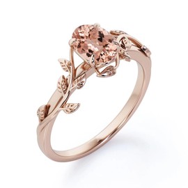 Wildari 925 Sterling Silver Peach Pink Morganite Engagement Ring for Women, 14K White/Rose Gold Vintage Morganite Wedding Ring, Morganite Promise Ring Anniversary Birthday Gift for Her-CR6