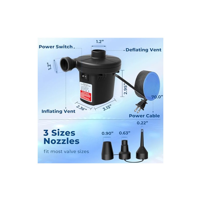 MAXEVER Quick-Fill Electric Air Pump - Inflator & Deflator