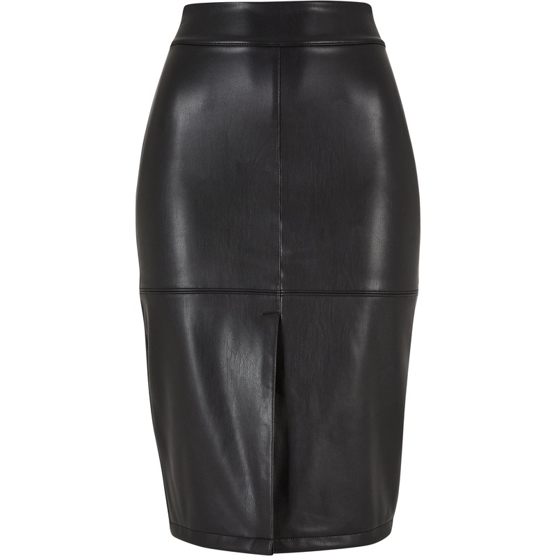 Urban Classics Women's Synthetic Leather Pencil Skirt, black