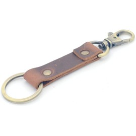 JJNUSA - Llavero de piel genuino de nogal para hombre, Marrón, Medio, Rústico