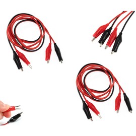 VFF PVC Flat Wire 0.75 x 2 Cores (Red / Black) + Strong Crocodile Clip: Extension Cord 3.3 ft (1 m), Safe Operation, Wide Application, Conductive and Durable Electrical Connection [Banana Plug