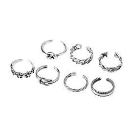 COLLBATH 7 Pcs Unisex Foot Rings Fashion Rings for Girl Women Men Alloy Metal Finger Rings Toe Opening Rings Universal 7 Piece Set