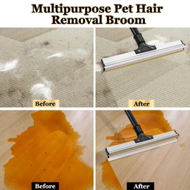 TRELC 47.6” Carpet Rake for Pet Hair Removal, Upgraded 2 in 1 Pet Hair Removal Broom, Pet Hair Remover Tool with Aluminum Alloy Handle for Carpets, Rugs, Couch, Tile