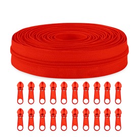 Sawoake #5 Nylon Coil Zippers by The Yard Bulk 10 Yards with 20pcs Zipper Sliders for DIY Sewing Tailor Craft Bag Garment Home Textile…(Red)