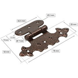 KOTARBAU® Decorative Cabinet Hinge Asymmetrical Retro Hinge Antique Copper