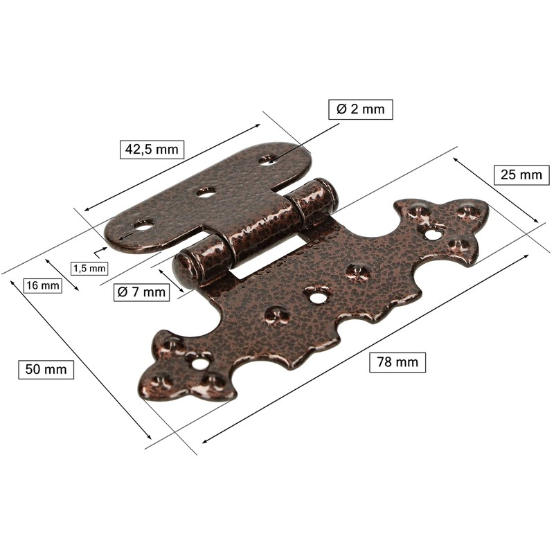 KOTARBAU® Decorative Cabinet Hinge Asymmetrical Retro Hinge Antique Copper