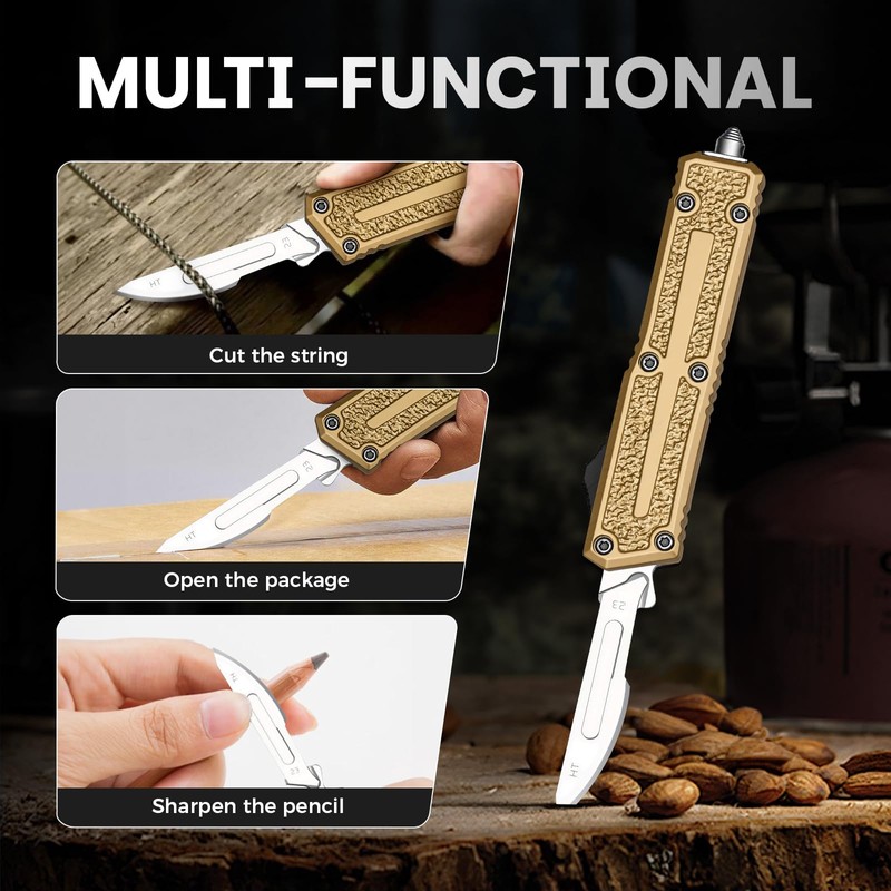 Utility Knife, All-Metal Manual Box Cutter with Quick-Change Stainless Steel