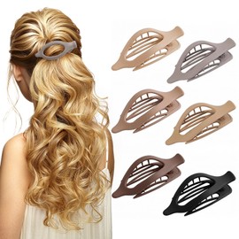 6 PACK Multi-Color Curved Strong-Grip Hair Claw Clips – No-Slip Flat Styling Accessories for Thick or Thin Hair, Reliable Hold for Everyday Use