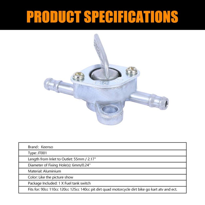 Aluminium Inline Fuel Tap Valve, 2.17in Length for Motorcycle ATV