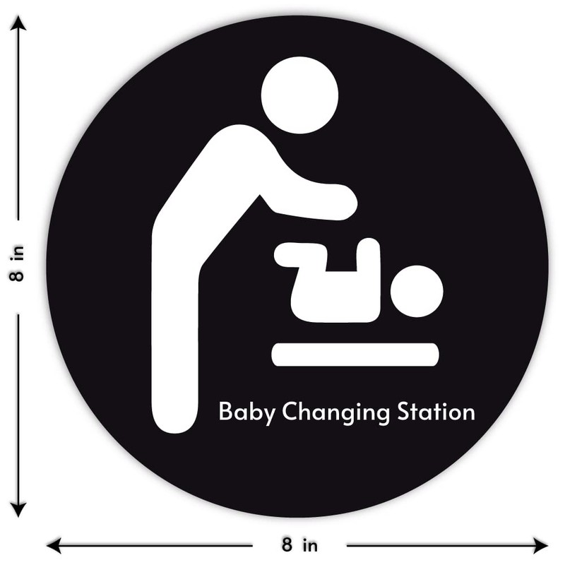 TRUSTY Baby Changing Station STICKER Sign for Walls (8-inches) Black