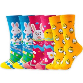 Scinzene 3 Pairs of Funny Socks with Easter Motif, Easter Bunny Socks EU 37-43, Easter Socks, Easter Gifts, Easter Gifts, Easter Cute Socks, for Women and Men, Gift Socks for Men and Women, 1, One